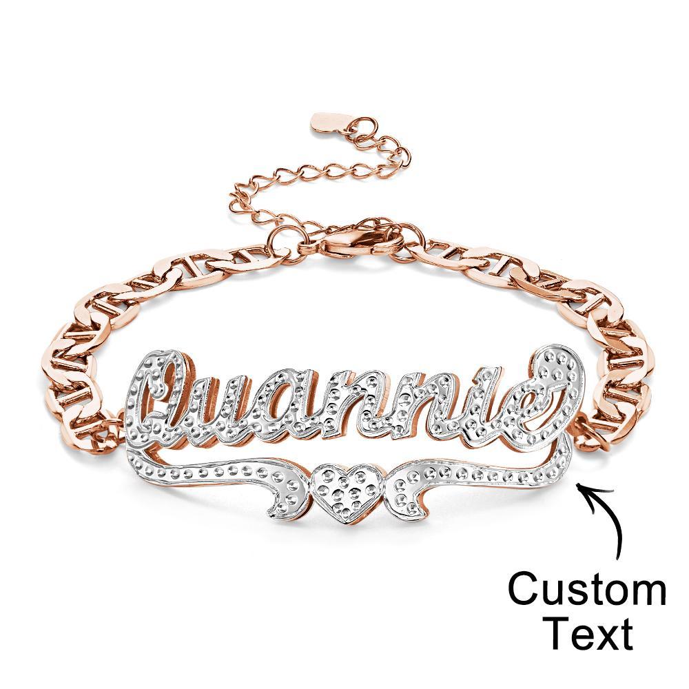 Personalized Hip Hop Name Bracelet Heart Decor Chain Bracelet Jewelry Gifts For Men - NameNecklace