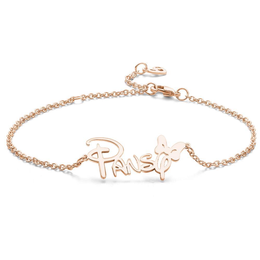 Custom Disney Bracelet Children's Bracelet With Name Rose Gold