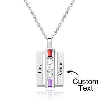 Custom Birthstone DAD Necklace Engraved Fashionable Jewelry Father's Day Gift - NameNecklace