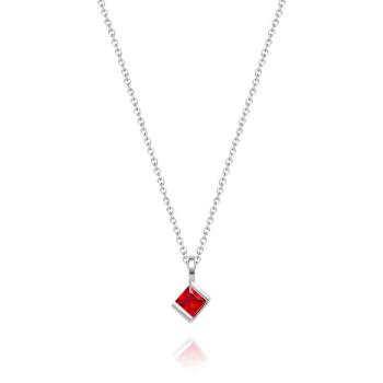 Personalized Birthstone Strip Necklace Colorful Square Diamond Pendant Gifts For Her - NameNecklace