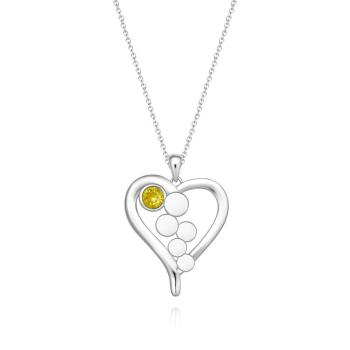 Personalized Birthstone Necklace Optional Quantity Diamonds Heart-shaped Pendant Jewelry For Her - NameNecklace