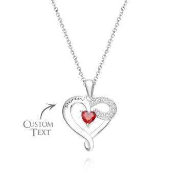 Custom Name Birthstone Necklace Creative Zircon Heart Pendant For Women - NameNecklace