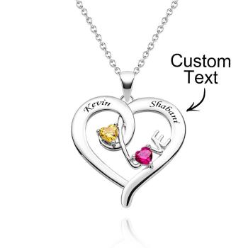Custom Birthstone Winding Heart Necklace Fashion Show Love Pendant For Couples - NameNecklace