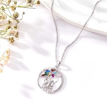 Custom Birthstone Necklace Three Girls Zircon Necklace Jewelry Gifts For Friends - NameNecklace