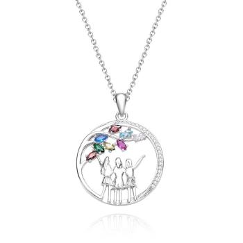 Custom Birthstone Necklace Three Girls Zircon Necklace Jewelry Gifts For Friends - NameNecklace