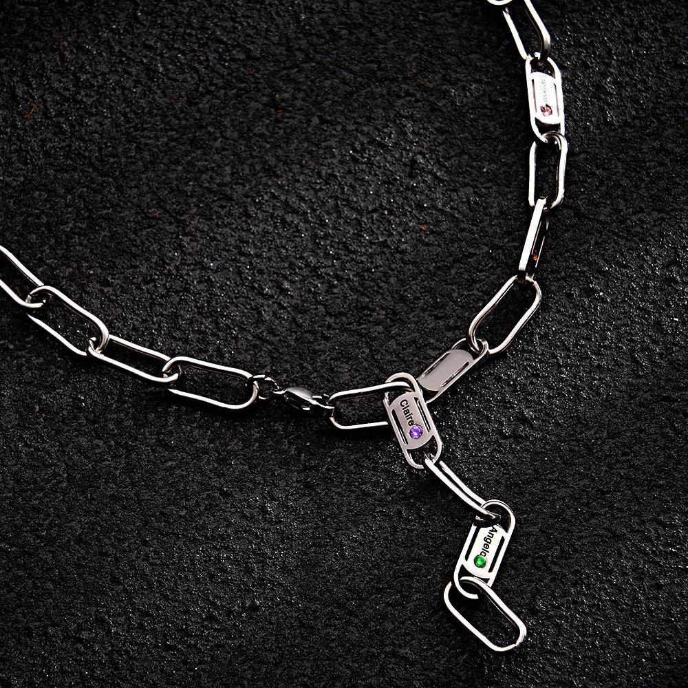 Engravable Endless Ties Name Necklace With Birthstone Unique Wear Decoration For Couples - NameNecklace