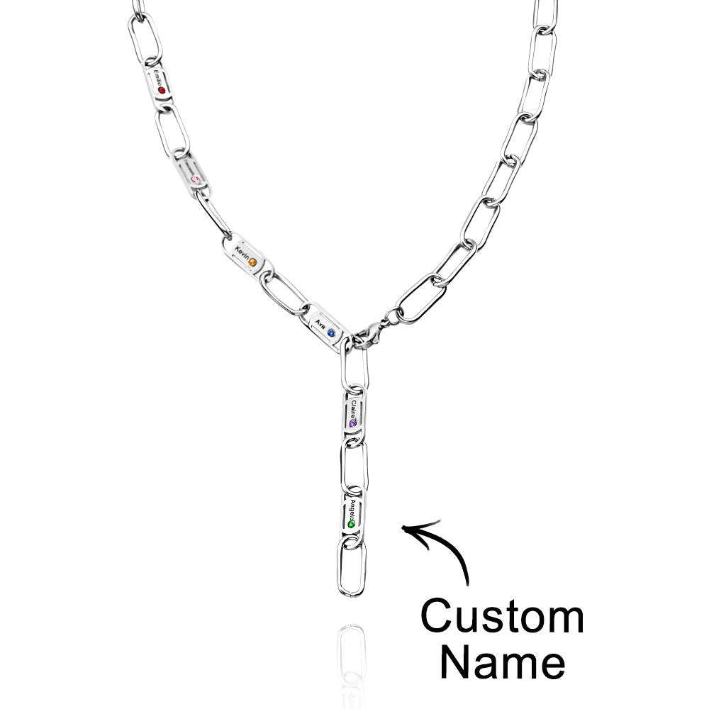 Engravable Endless Ties Name Necklace With Birthstone Unique Wear Decoration For Couples - NameNecklace