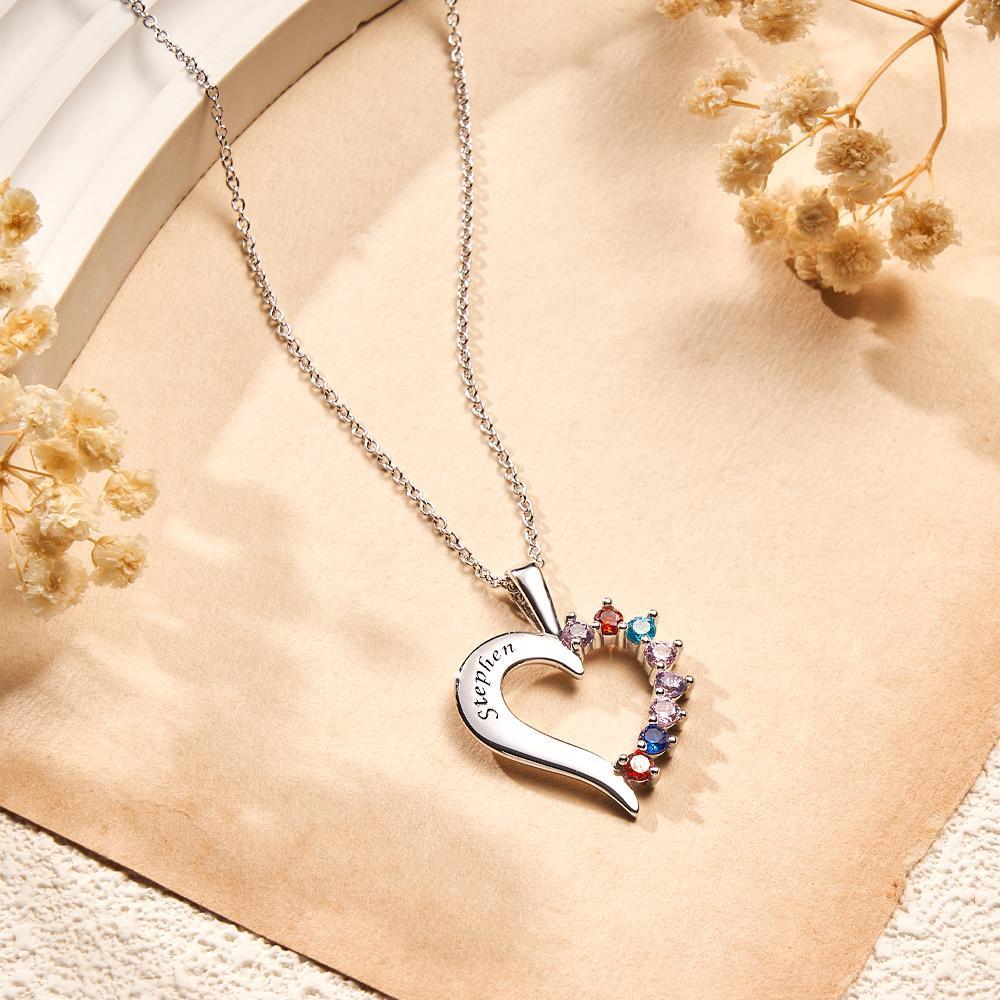 Fashion Birthstone Necklace Heart-Shaped Pendant For Her - NameNecklace