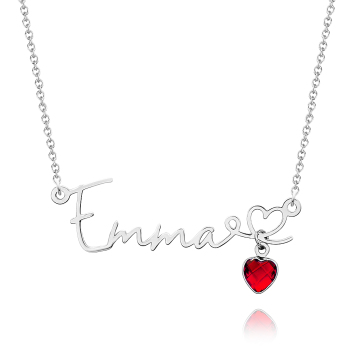 Personalized Name Necklace with Heart Birthstone Custom Name Necklace with Birthstone Heart Birthstone Name Necklace