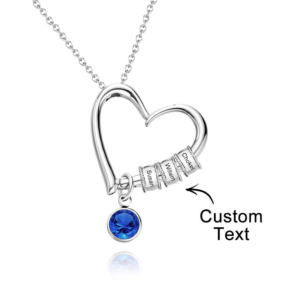 Heart Necklace with Engraved Beads Personalized Charming Necklace for Mom - NameNecklace