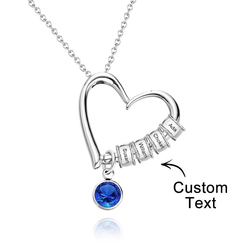 Heart Necklace with Engraved Beads Personalized Charming Necklace for Mom - NameNecklace