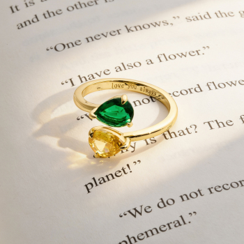 Personalized Two Birthstone Ring for Her – Valentine’s Day Gift for Girlfriend or Wife