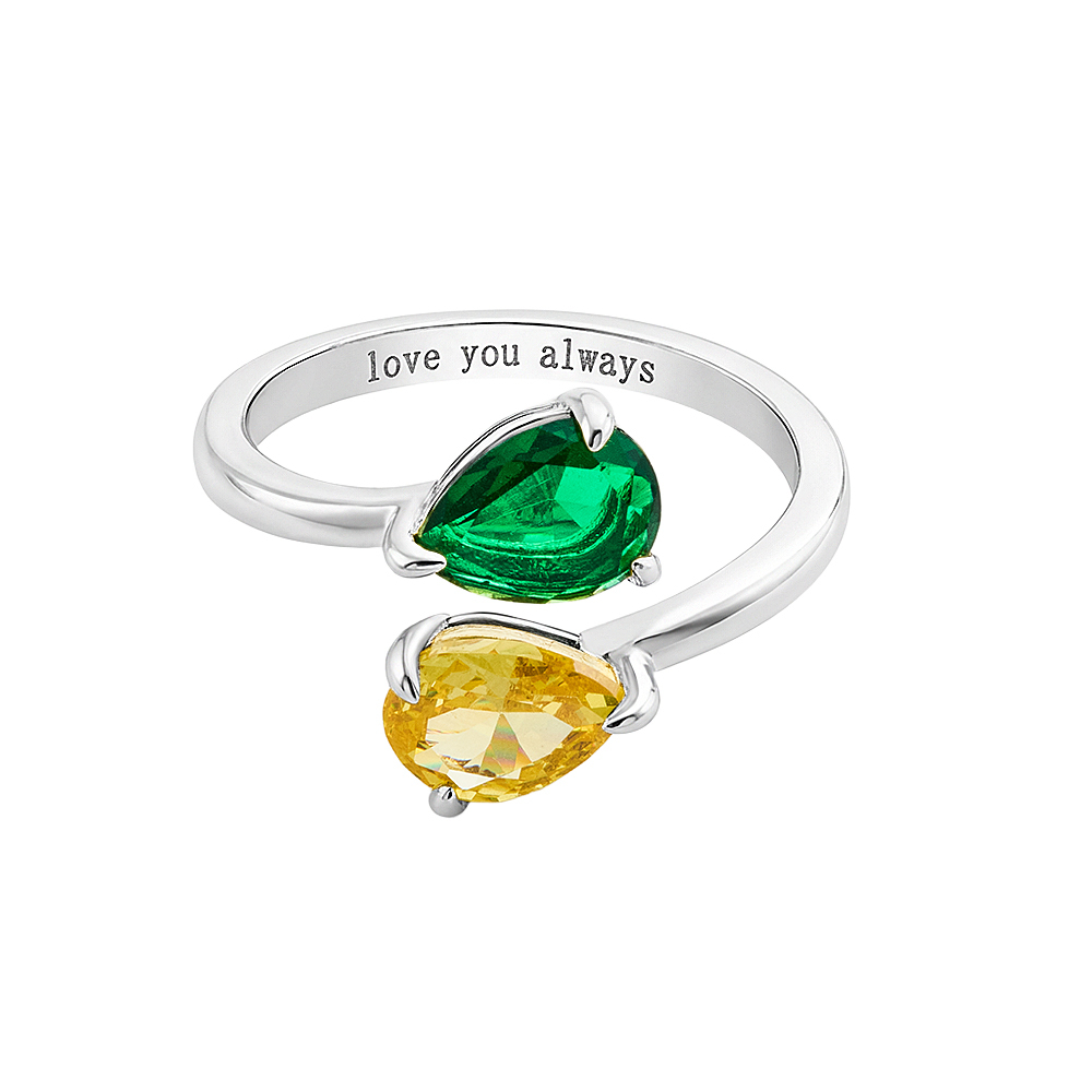 Personalized Two Birthstone Ring for Her – Valentine’s Day Gift for Girlfriend or Wife
