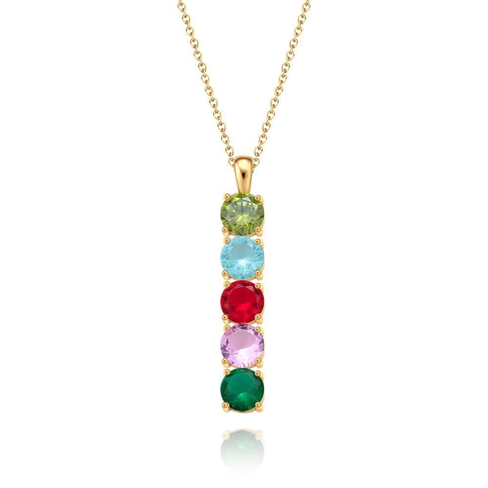 Custom Birthstone Strip Necklace Creative Colorful Zircon Necklace For Women - NameNecklace