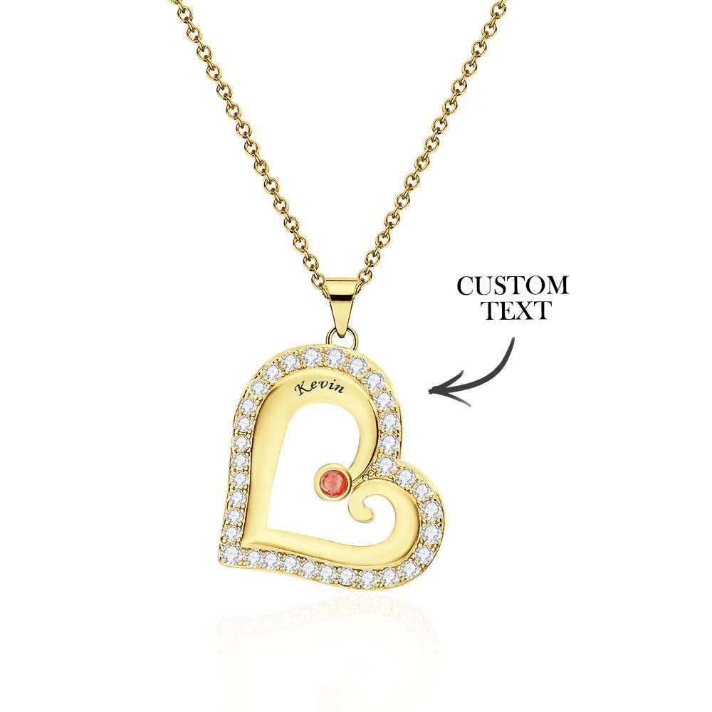 Engravable Heart Hollow Out Necklace WIth Zircon Decor Family Gifts - NameNecklace