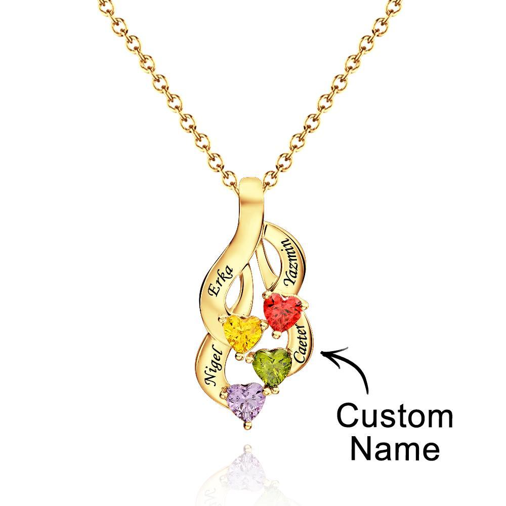 Engravable Vintage Necklace With Heart Birthstone Pendant Necklace For Her - NameNecklace
