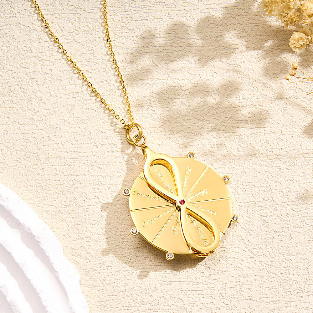 Custom Engraved Turntable Necklace Double Side Disc Proverb Pendant Love Gift - NameNecklace
