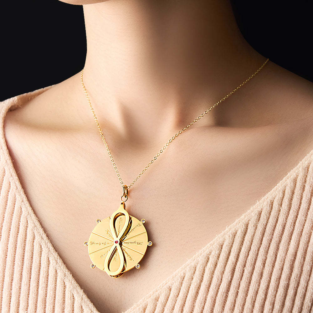 Custom Engraved Turntable Necklace Double Side Disc Proverb Pendant Love Gift - NameNecklace