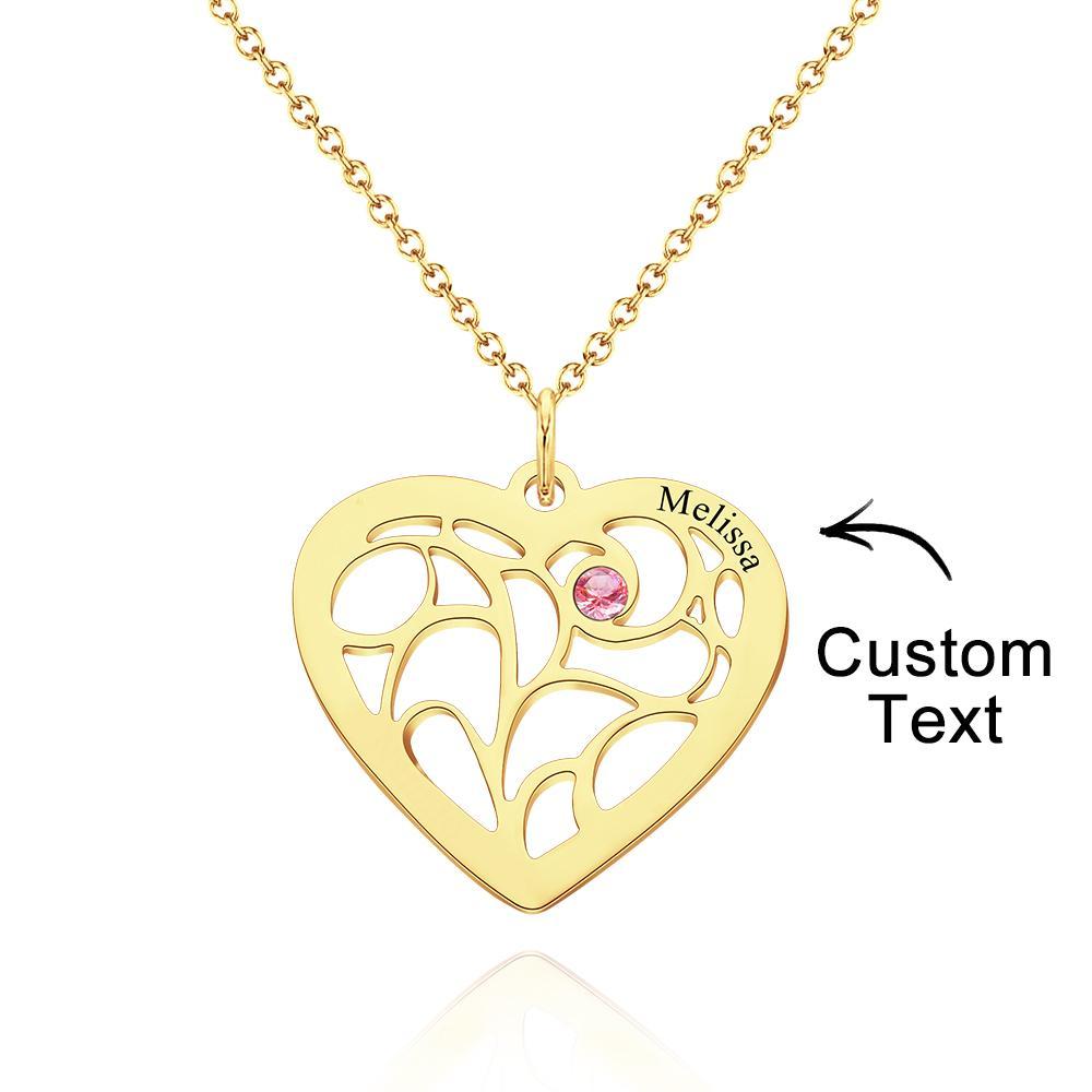 Engraved 1-5 Names Birthstone Family Tree Personalized Heart Shaped Pendant Christmas Day Gifts - NameNecklace