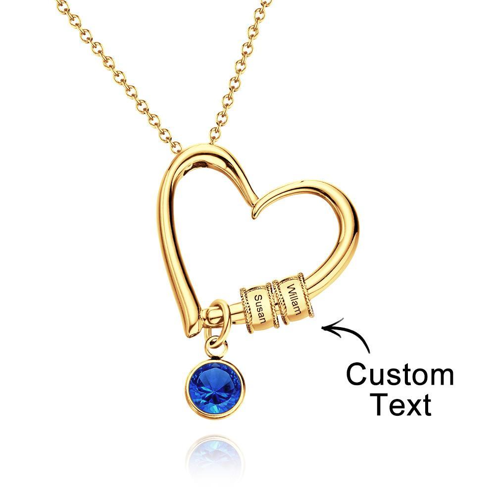 Heart Necklace with Engraved Beads Personalized Charming Necklace for Mom - NameNecklace