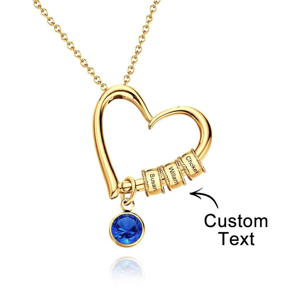 Heart Necklace with Engraved Beads Personalized Charming Necklace for Mom - NameNecklace