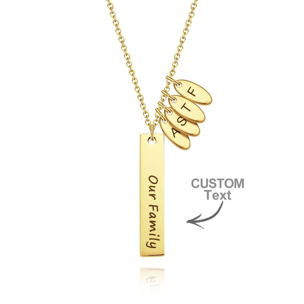 Custom Initial Leaf Bar Necklace Noble Engraved Name Pendant Gifts For Her - NameNecklace
