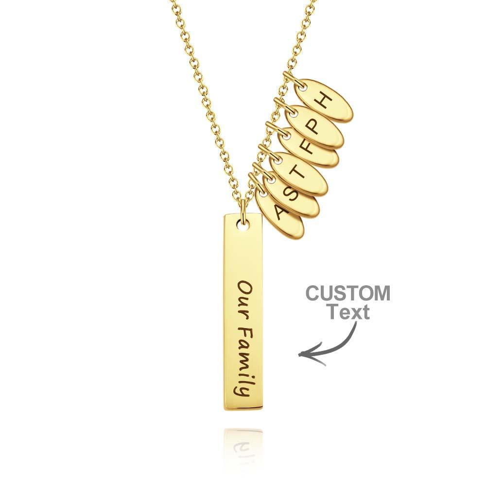 Custom Initial Leaf Bar Necklace Noble Engraved Name Pendant Gifts For Her - NameNecklace