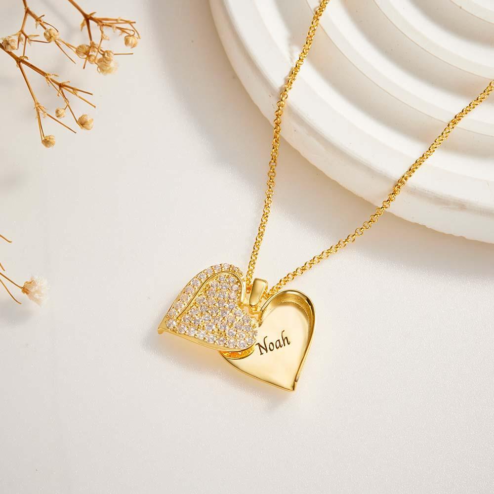 Custom Heart Name Necklace 18k Gold Plated Personalized Engraved Necklace - NameNecklace