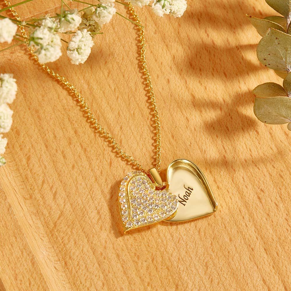 Custom Heart Name Necklace 18k Gold Plated Personalized Engraved Necklace - NameNecklace