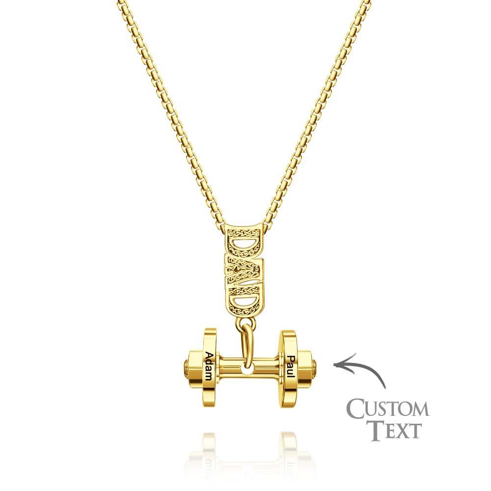 Personalized DAD Dumbbell Charm Necklace Fashionable Pendant Father's Day Gift - NameNecklace