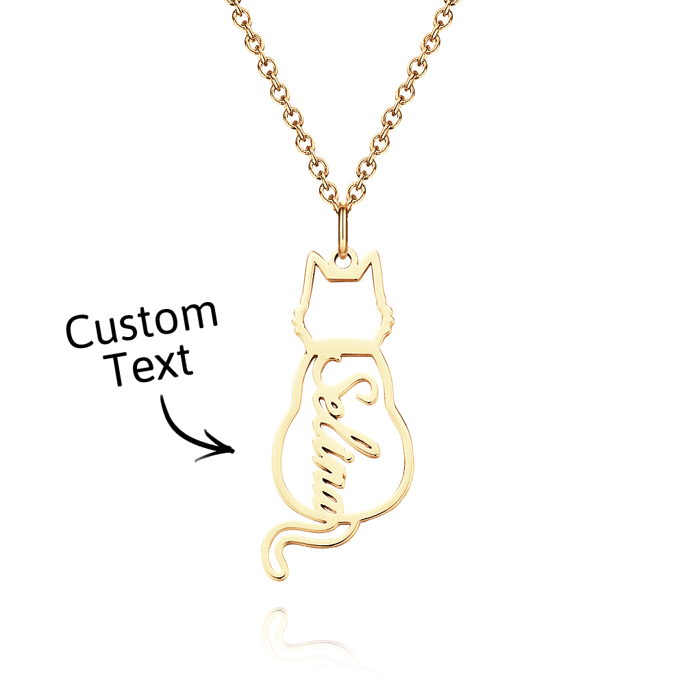 Personalized Cat Necklace Custom Lucky Cat Name Necklace Engraved Name Lucky Cat Pendant Gifts for Her