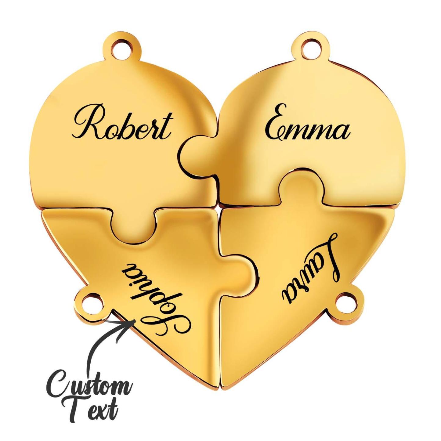 Personalized Friend Group Necklaces, Custom Name Engraved Puzzle Piece, Best Friend Gift