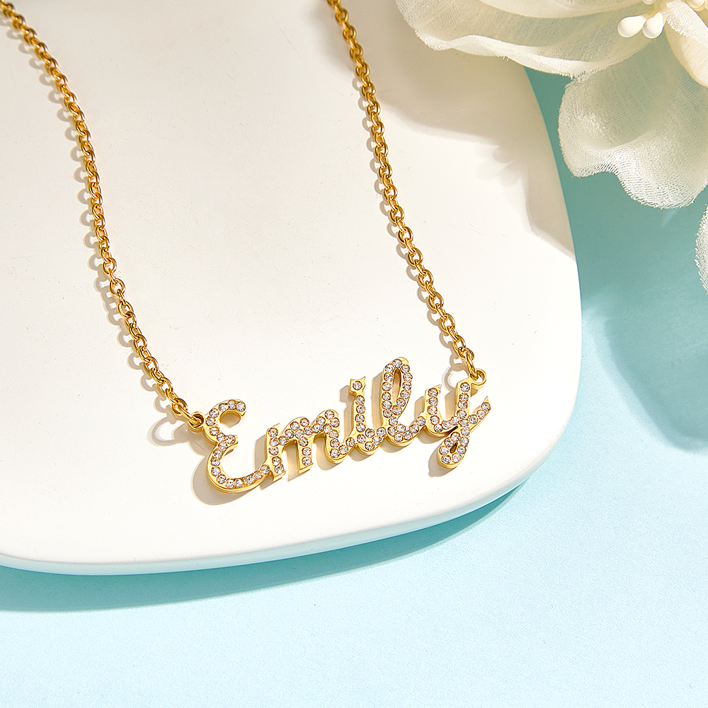 Custom Name Necklace: Design Your Dazzling Statement Personalized Diamond-Accent Name Necklace Sparkling Name Necklace for Her