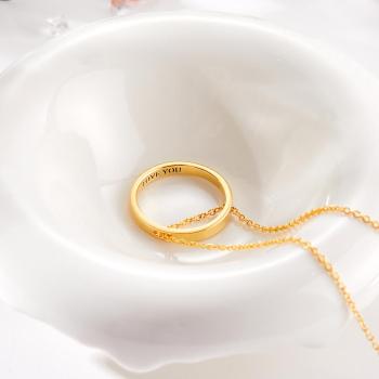 Custom Engraved Necklace Ring Pendant Inside Lettering Simple Gifts - NameNecklace