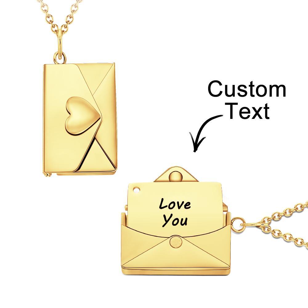 Engraved Envelope Heart Letter Necklace Collarbone Necklace Name Pendant - NameNecklace