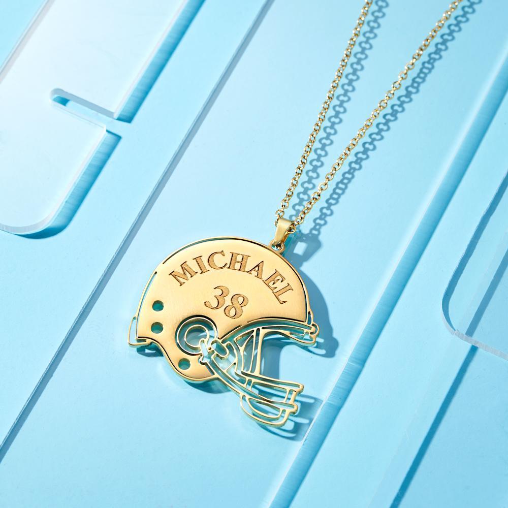 Custom Engraved Necklace Football Sports Helmet Gifts - NameNecklace