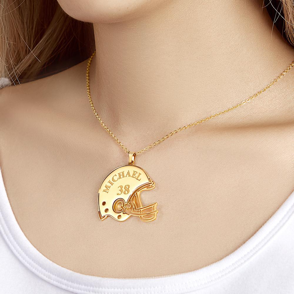 Custom Engraved Necklace Football Sports Helmet Gifts - NameNecklace