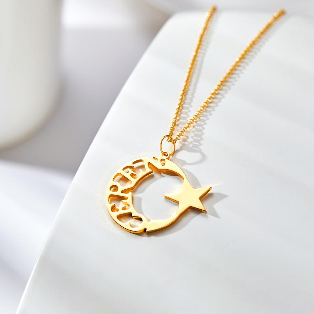 Custom Engraved Necklace Hollow Star Pendant Necklace Gift for Women - NameNecklace