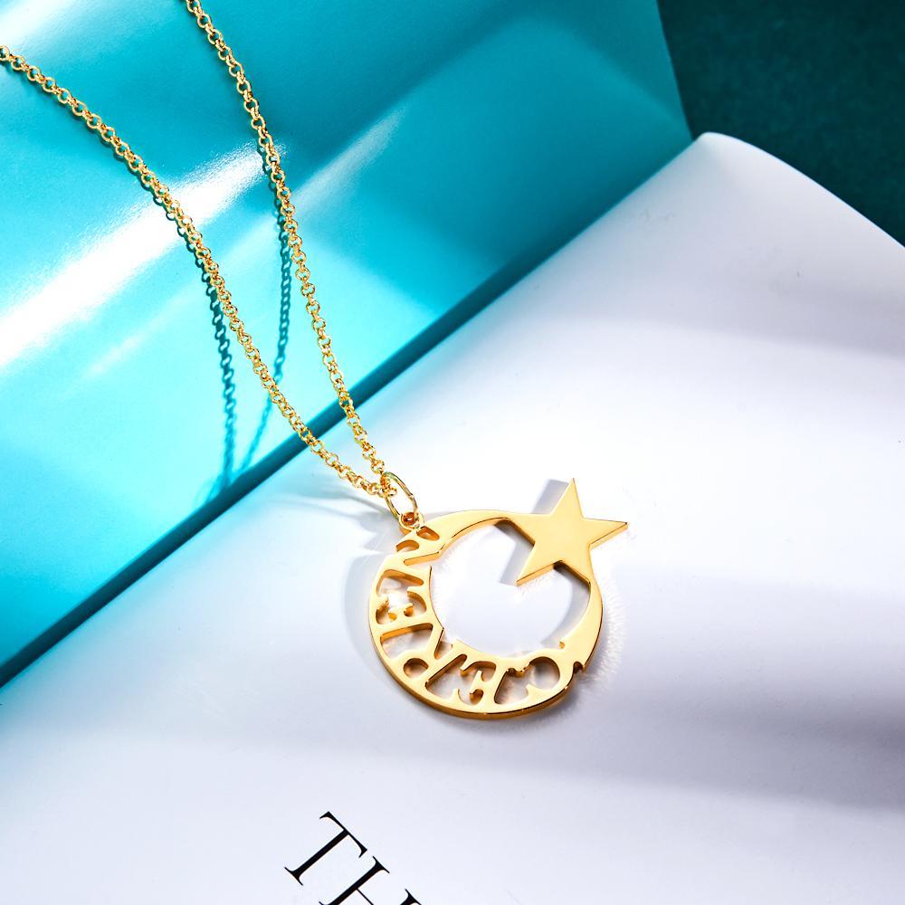 Custom Engraved Necklace Hollow Star Pendant Necklace Gift for Women - NameNecklace