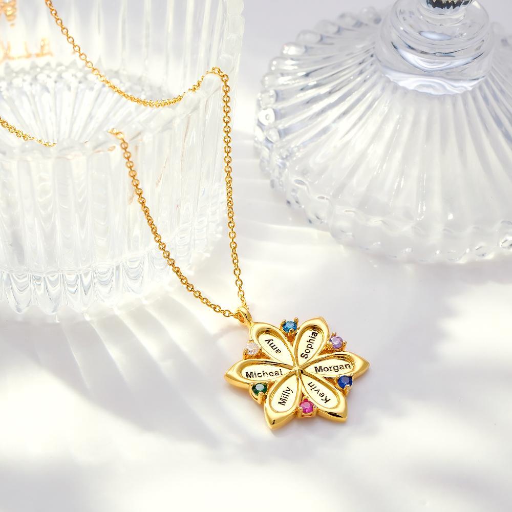 Personalized Name Flower Necklace Elegant Birthstone Pendant Necklace Jewelry Mother's Day Gifts - NameNecklace