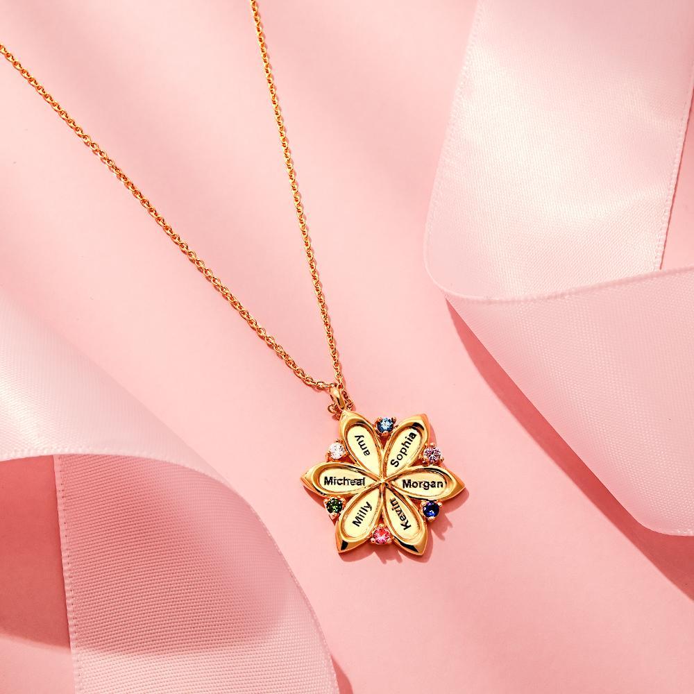 Personalized Name Flower Necklace Elegant Birthstone Pendant Necklace Jewelry Mother's Day Gifts - NameNecklace