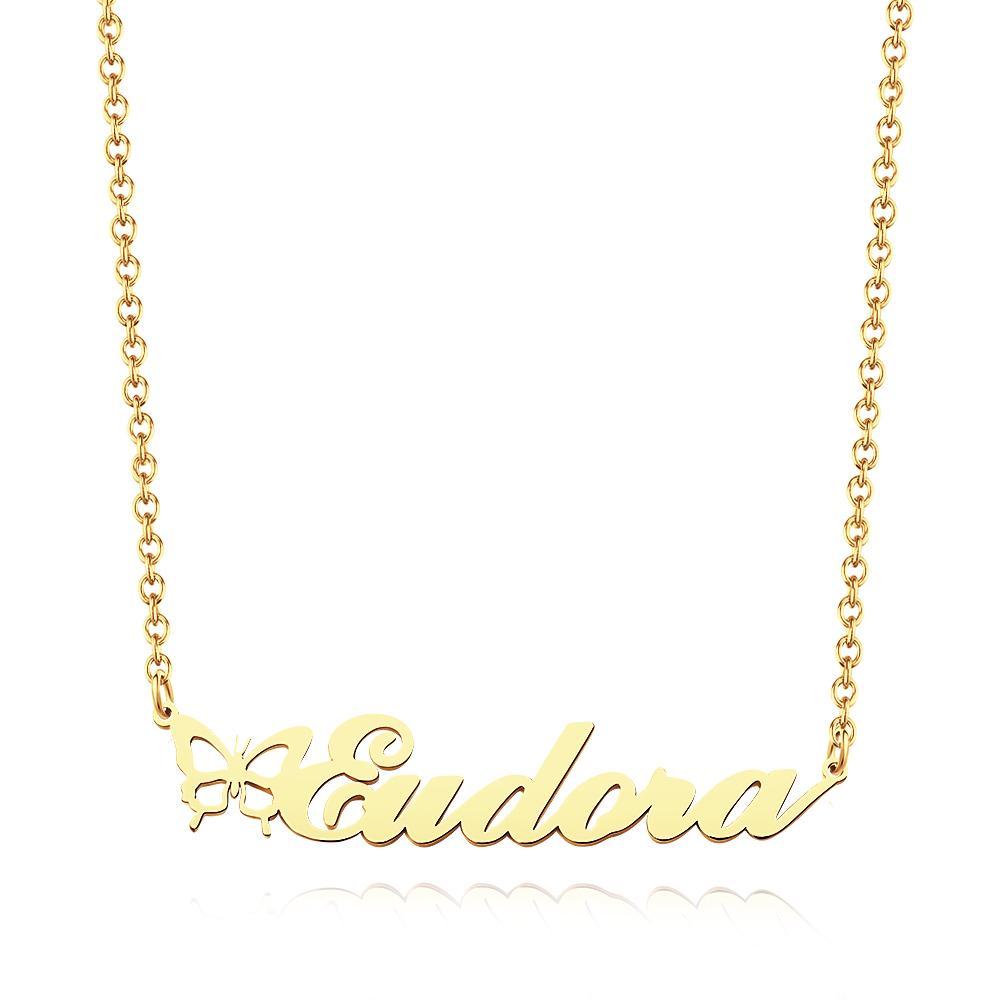 Name Necklace With Butterfly Personalized Pretty Name Necklace Unique Gift for Her - NameNecklace