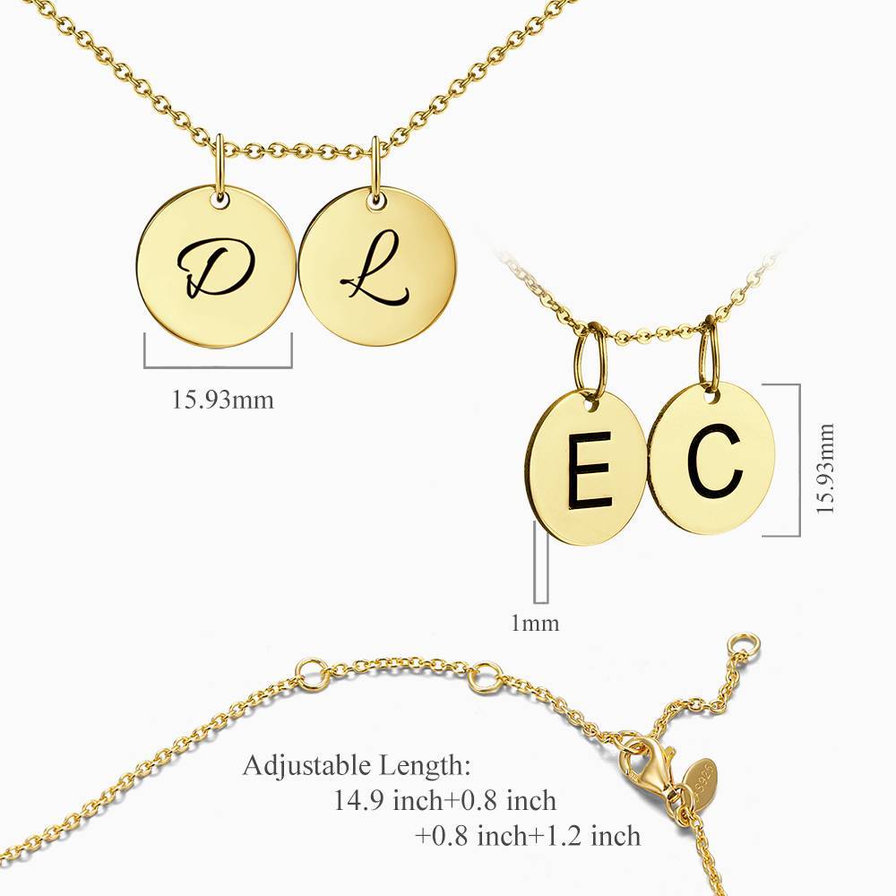 Initial Disc Engraved Necklace 14k Gold Plated