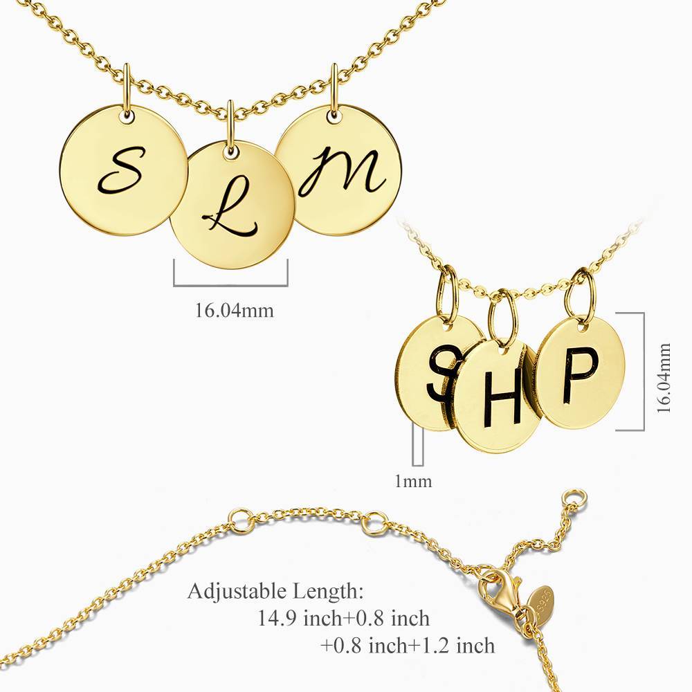 Initial Disc Engraved Necklace 14k Gold Plated