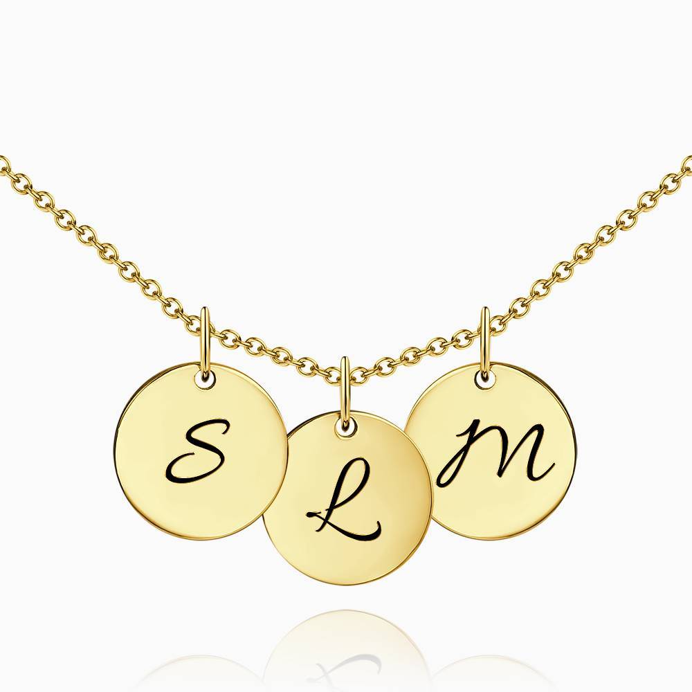 Initial Disc Engraved Necklace 14k Gold Plated