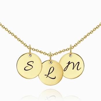 Initial Disc Engraved Necklace 14k Gold Plated