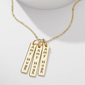 Bar Engraved Bar Necklace 14k Gold Plated