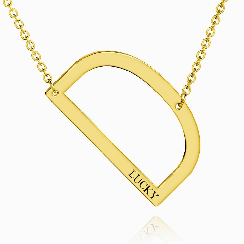 Engraved Alphabet D Initial Necklace 14k Gold Plated