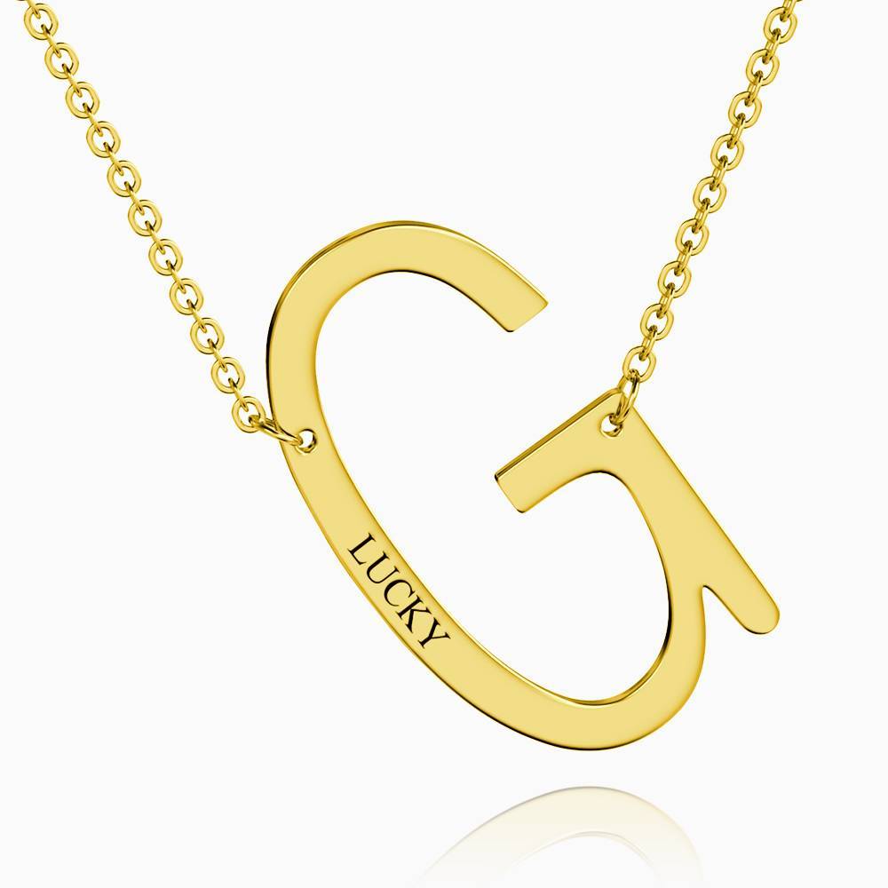 Engraved Alphabet G Initial Necklace 14k Gold Plated