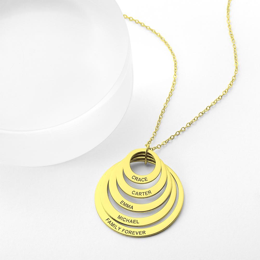 Personalized Five Disc Engraved Name Necklace 14K Gold Plated